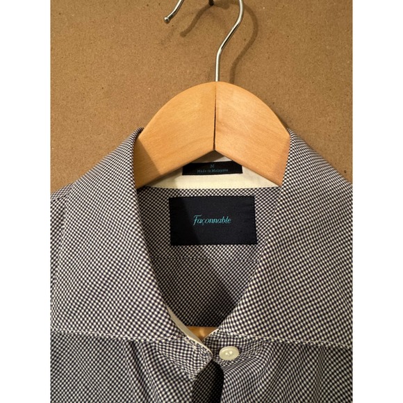 Faconnable Womens Navy White Gingham Check 100% Cotton Button Down Shirt Size M - Picture 2 of 6